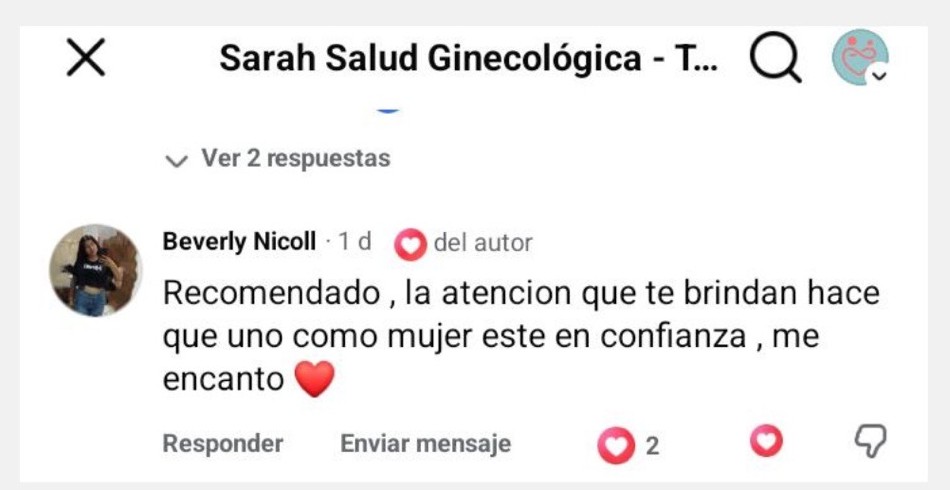 Testimonio de paciente por WhatsApp